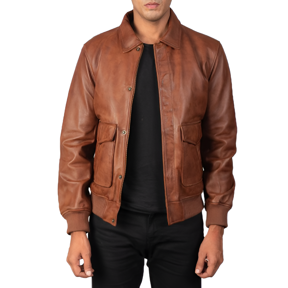 Vintage Leather Bomber Jacket