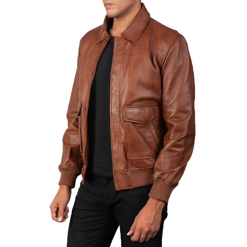 Vintage Leather Bomber Jacket