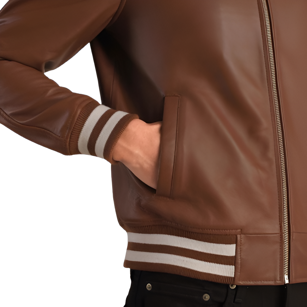 Faux Leather Bomber Jacket