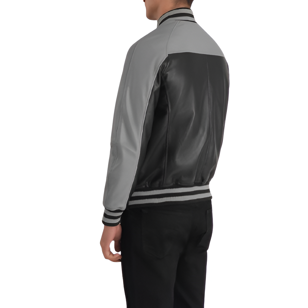 Men's Black and Gray Bomber Jacket