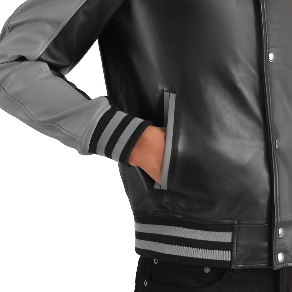Men's Black and Gray Bomber Jacket