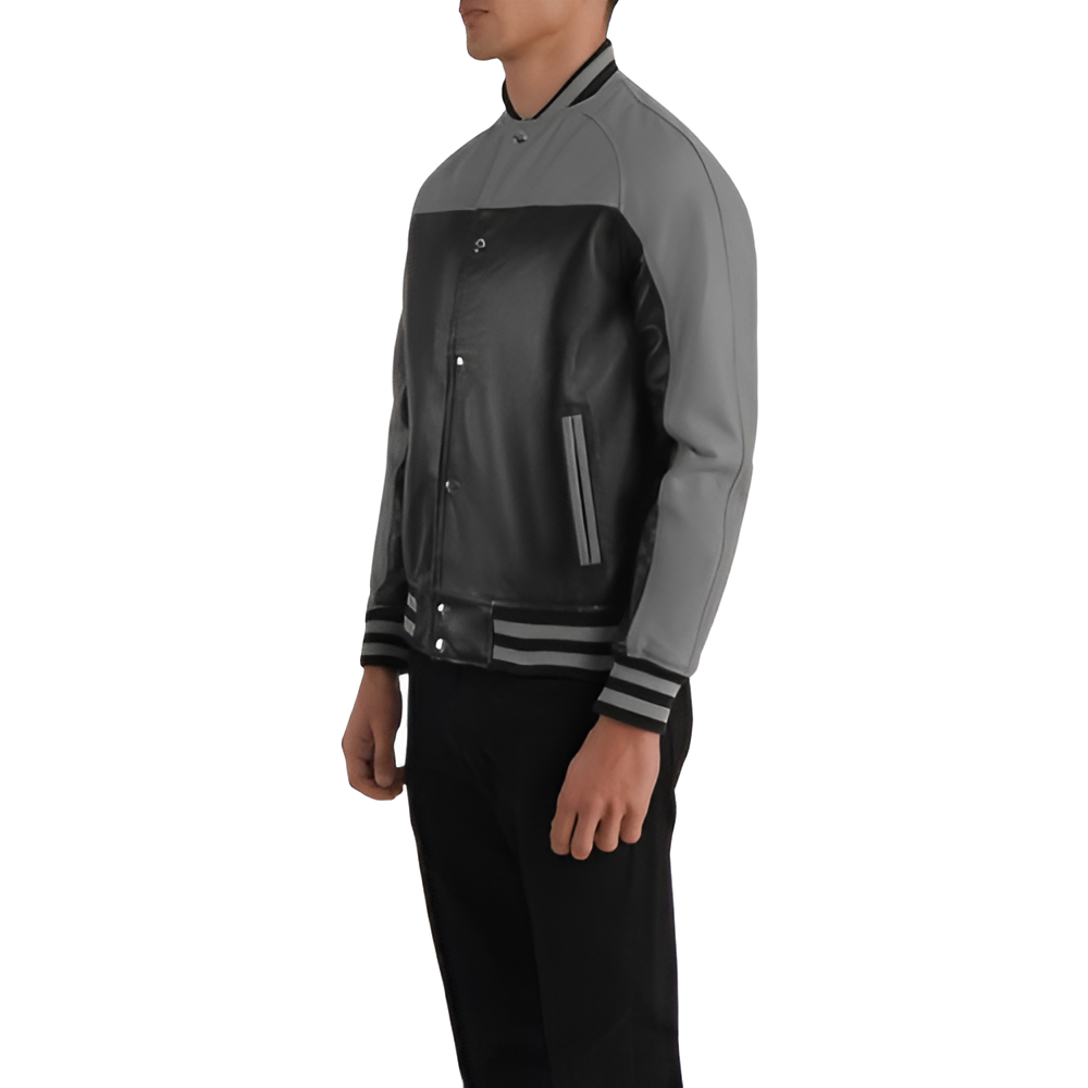 Men's Black and Gray Bomber Jacket
