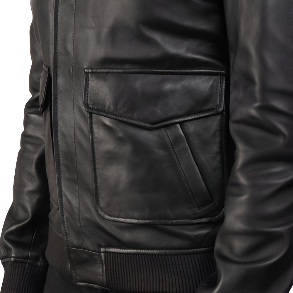 Premium Black Leather Field Jacket