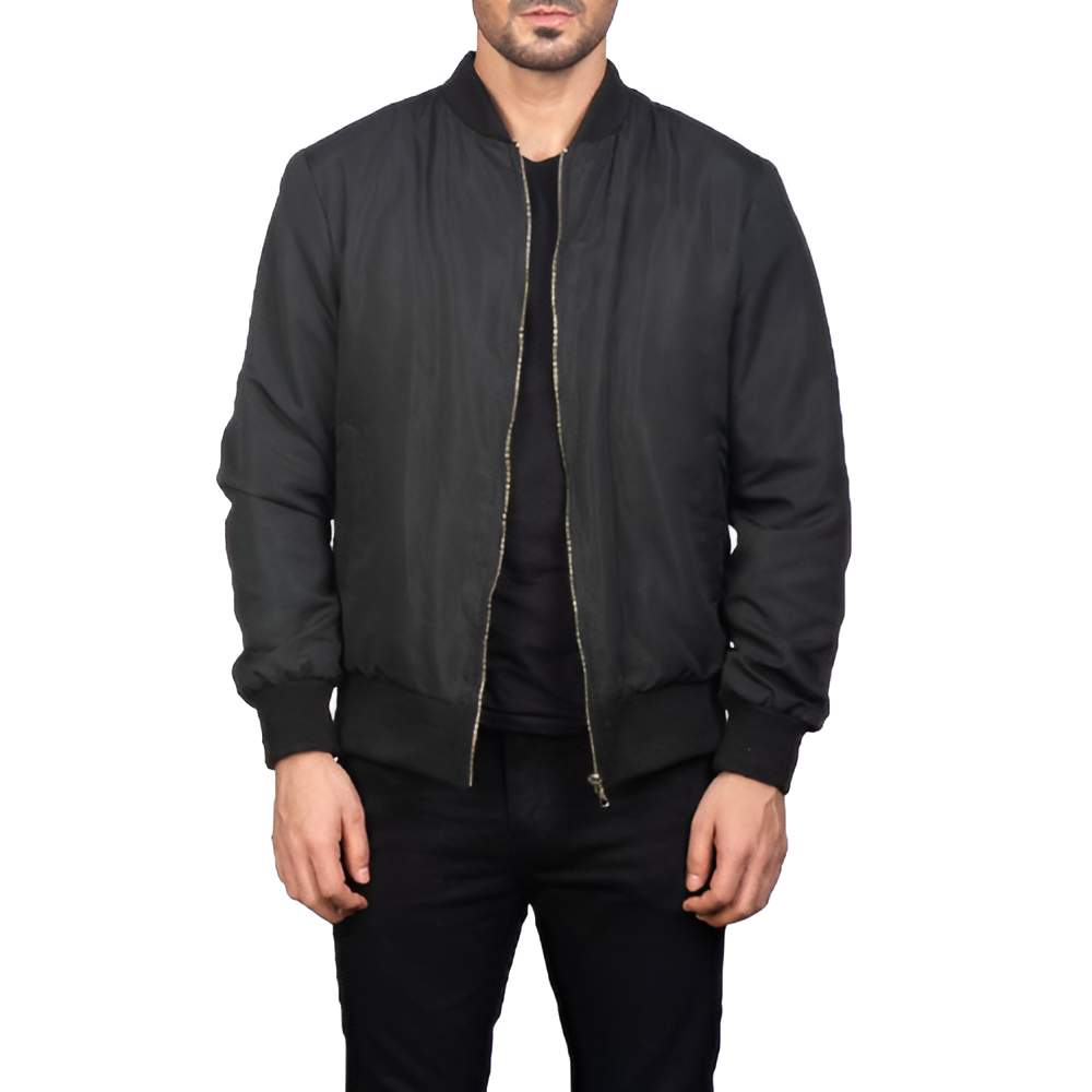 Men's Classic Black Bomber Jacket
