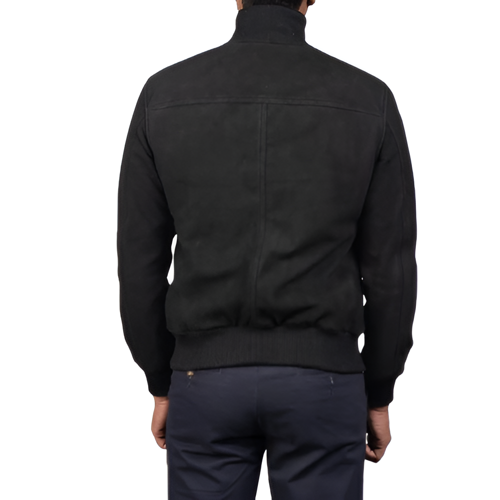 Men's Black Suede Button-Up Jacket