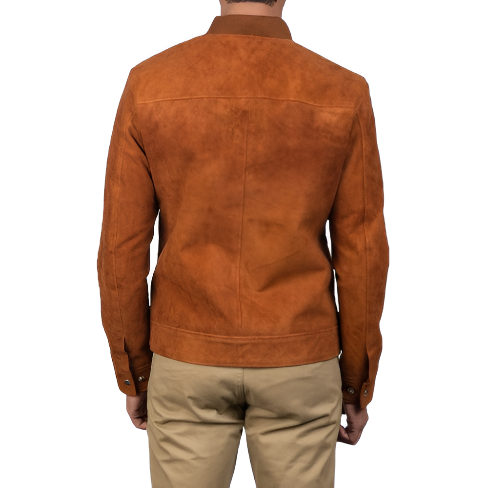 Men's Tan Suede Bomber Jacket