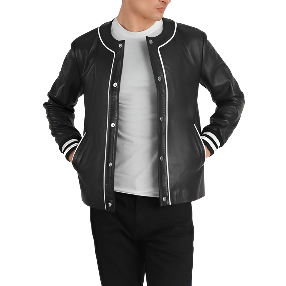 Men's Classic Black Bomber Jacket