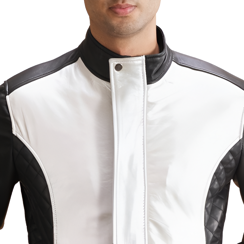Men's Black & White Leather Jacket