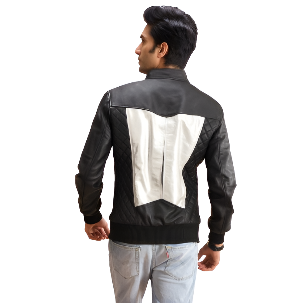 Men's Black & White Leather Jacket