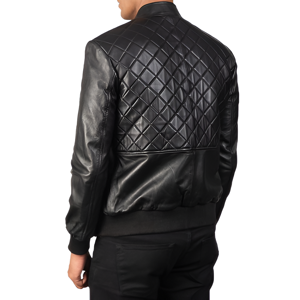 Men's Black Quilted Leather Jacket