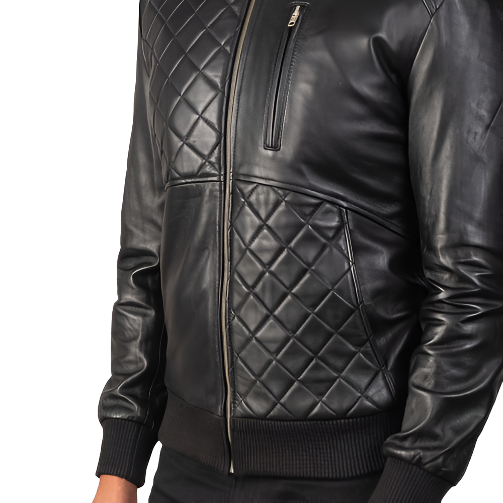 Men's Black Quilted Leather Jacket