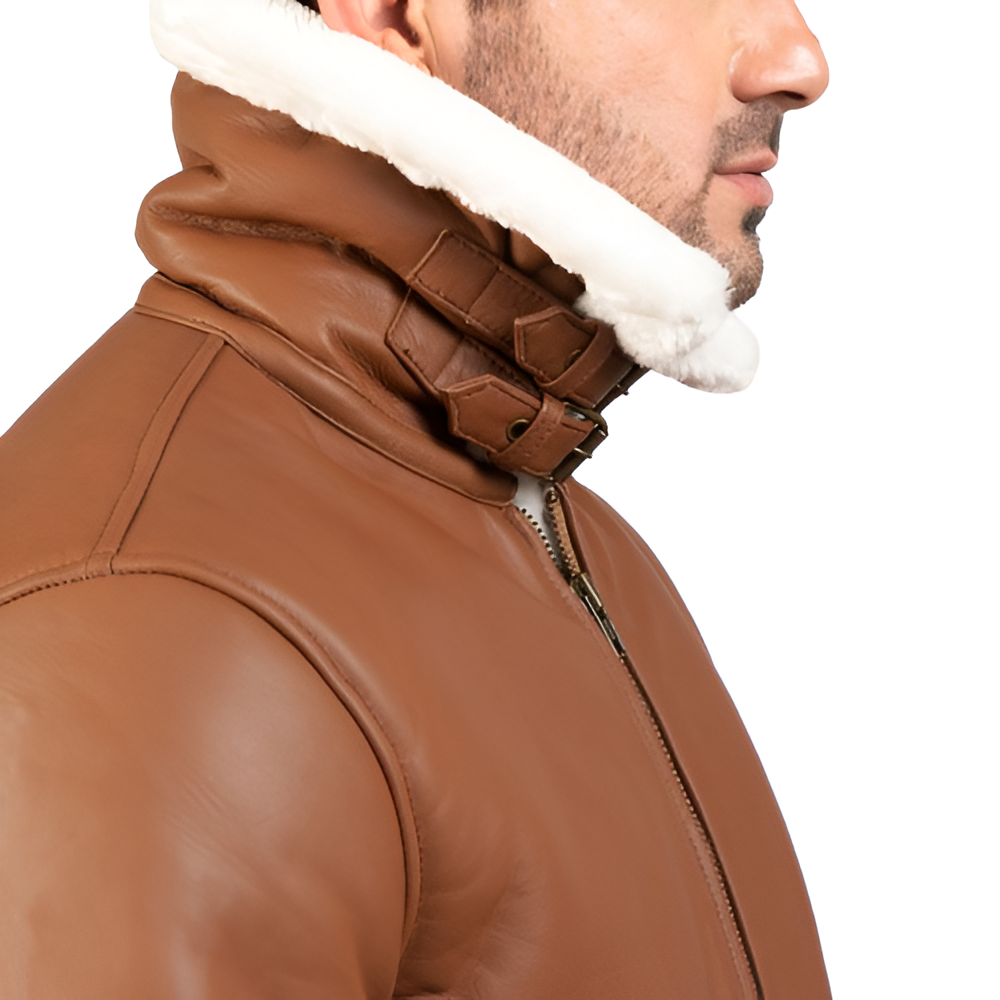 Men's Brown Shearling Leather Jacket