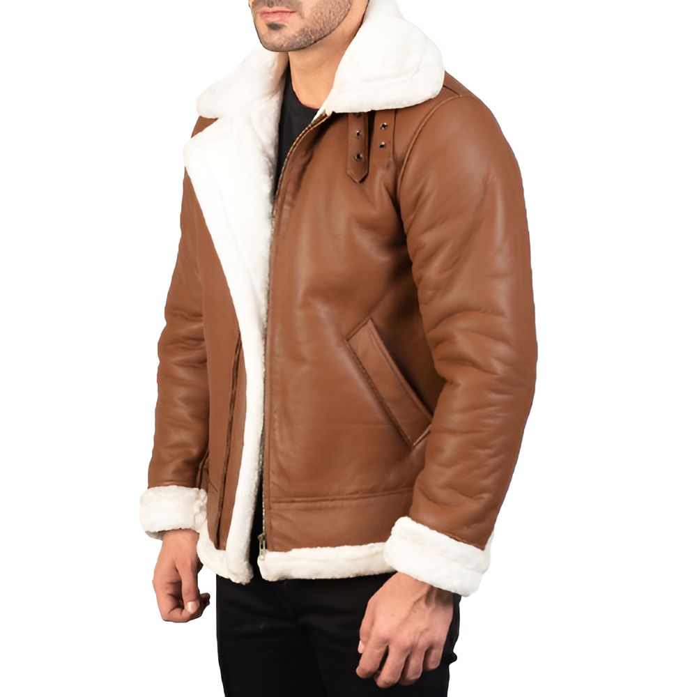 Men's Brown Shearling Leather Jacket