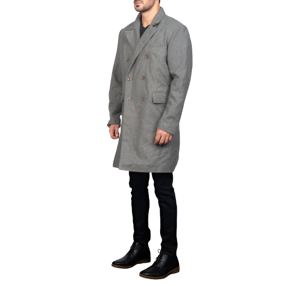 Grey Double-Breasted Overcoat