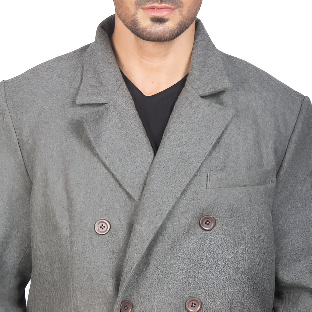 Grey Double-Breasted Overcoat