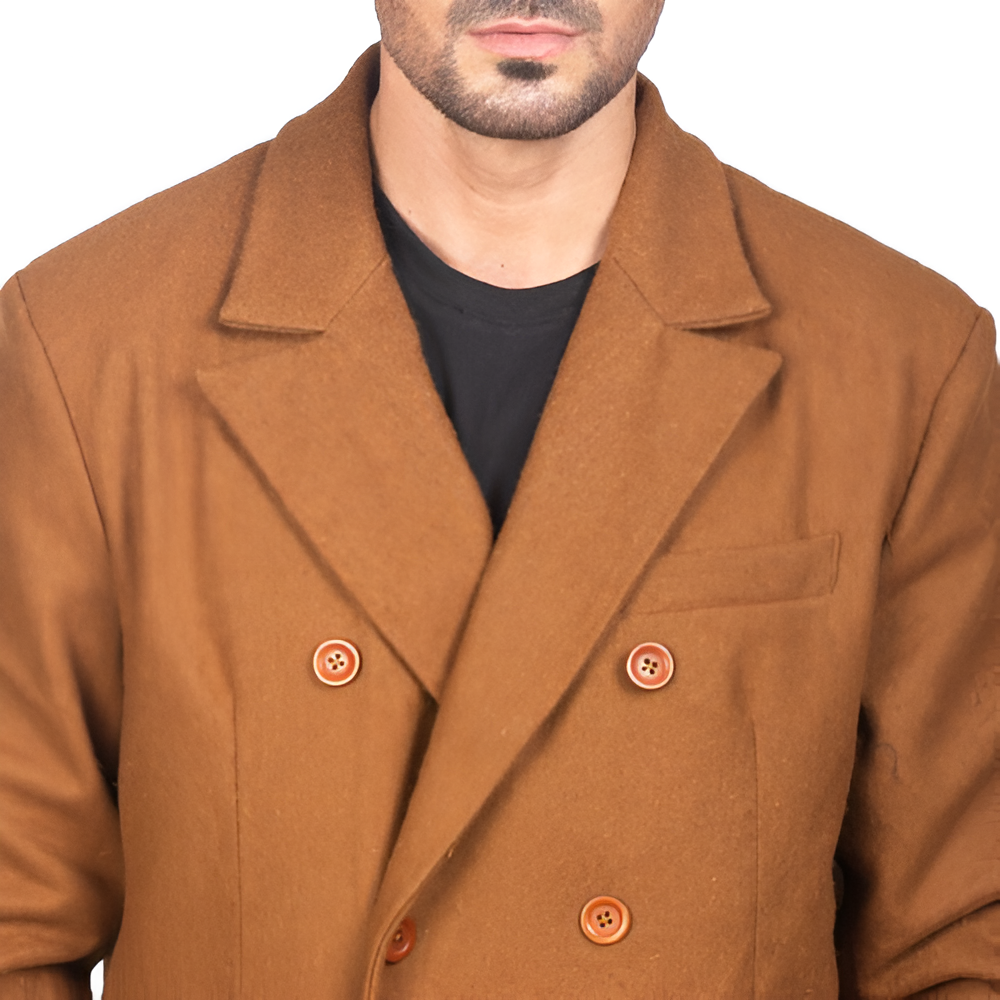 Brown Double-Breasted Overcoat