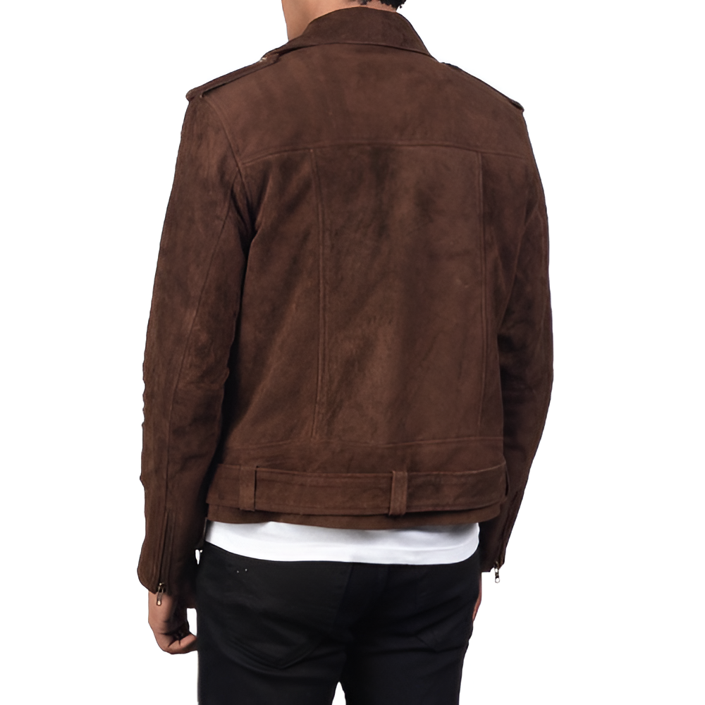 Men's Brown Suede Biker Jacket