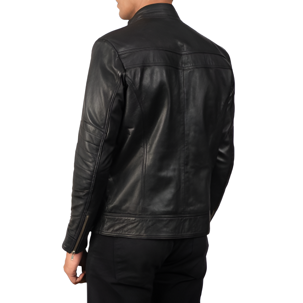 Men's Black Leather Racer Jacket