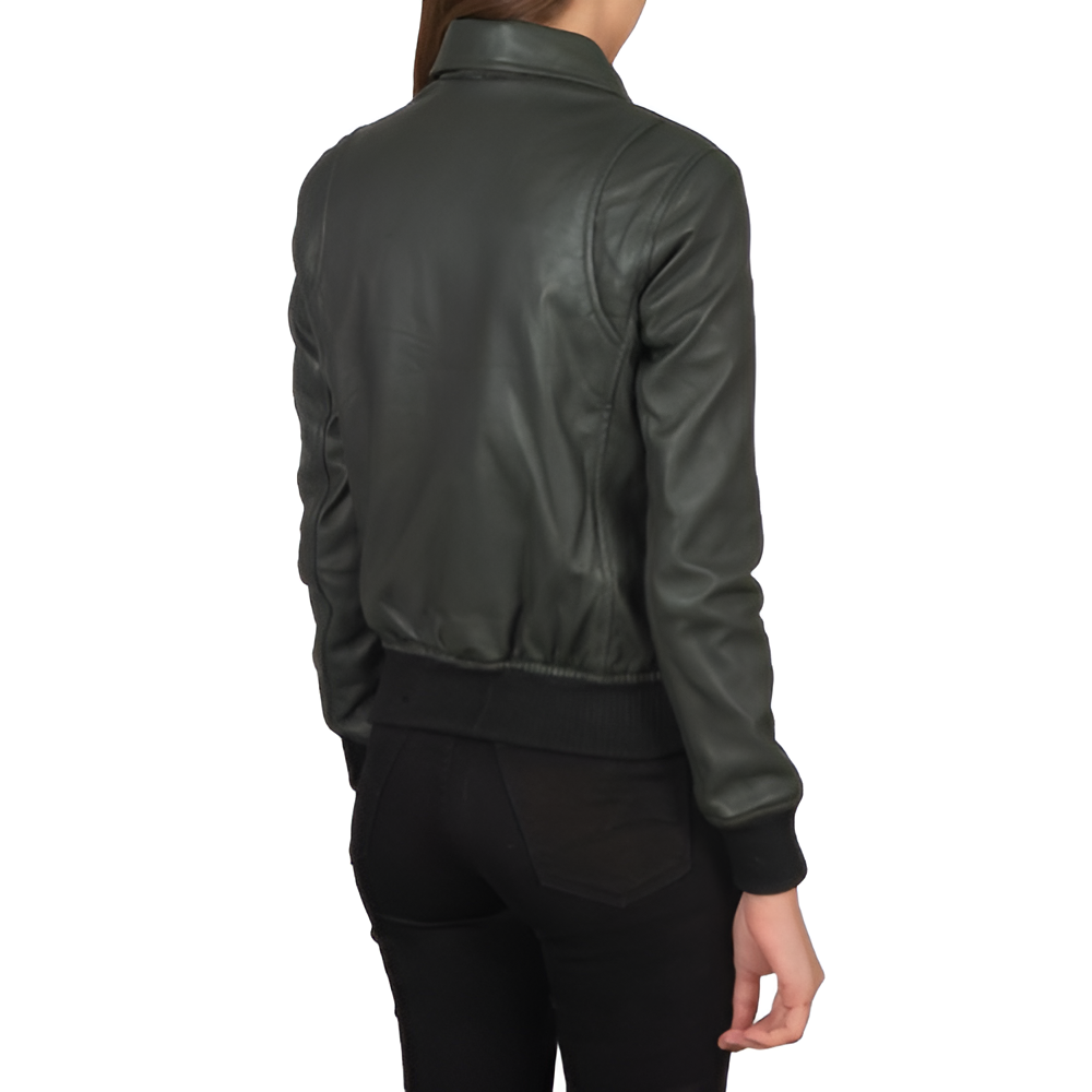 Women's Dark Green Leather Jacket