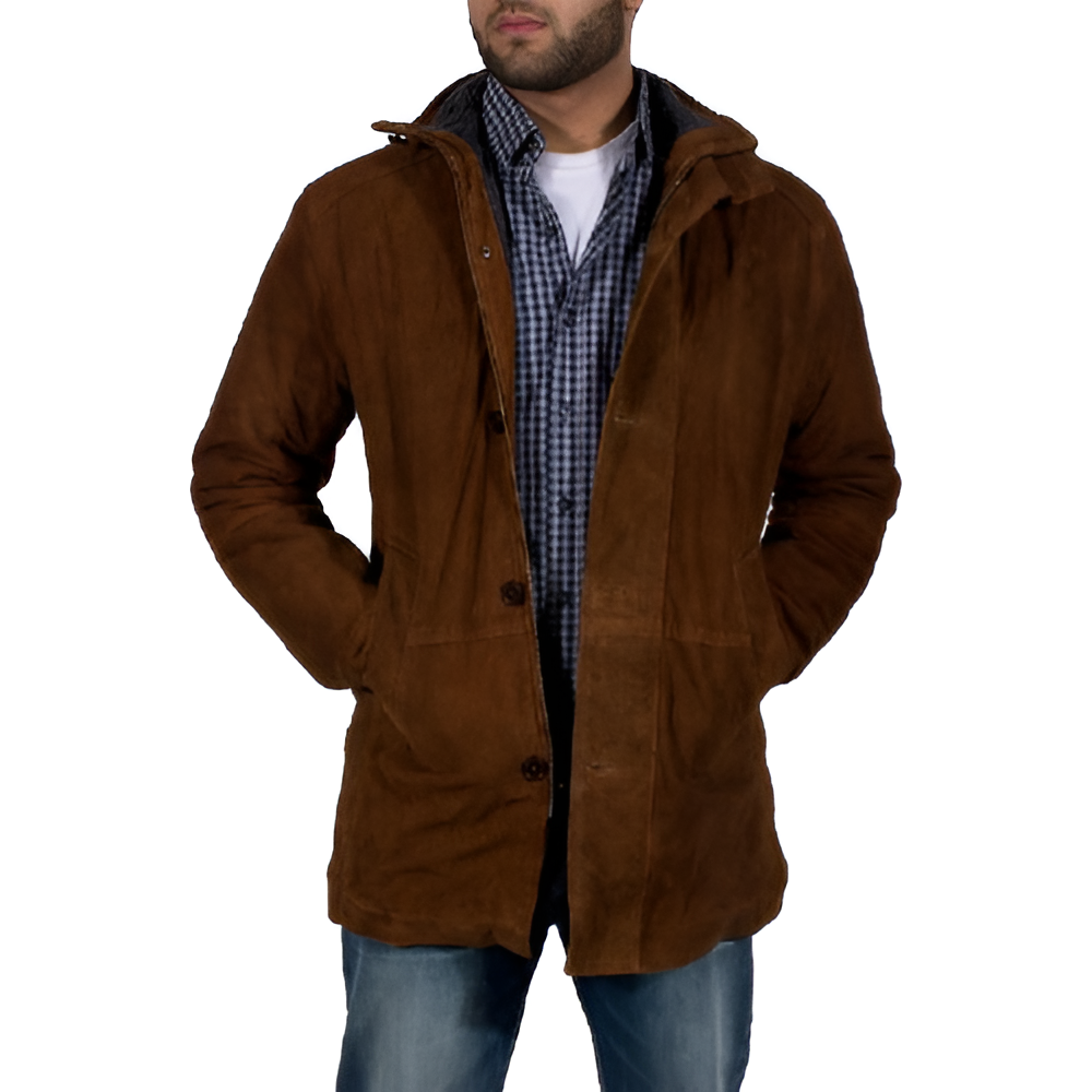 Men's Brown Suede Winter Jacket