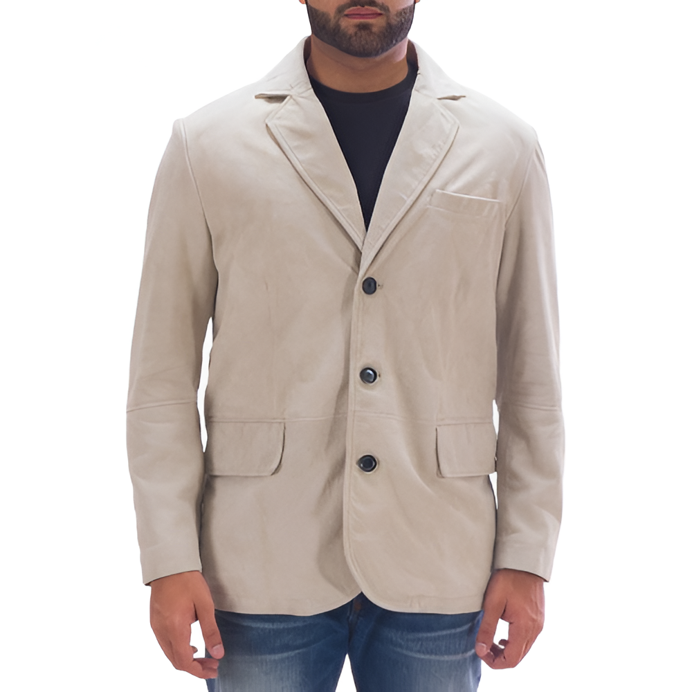 Men's Beige Suede Blazer