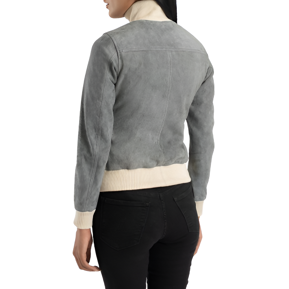 Women's Grey Suede Button-Up Jacket