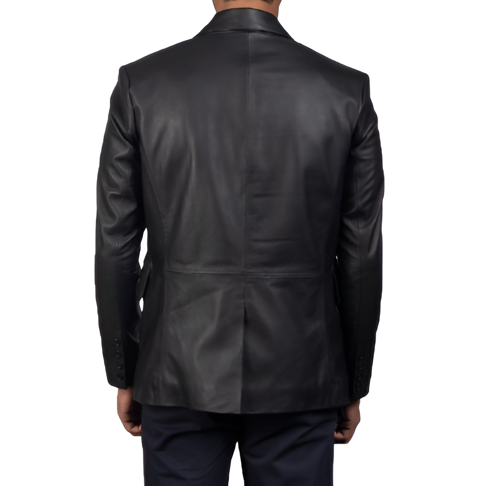 Men's Black Leather Blazer
