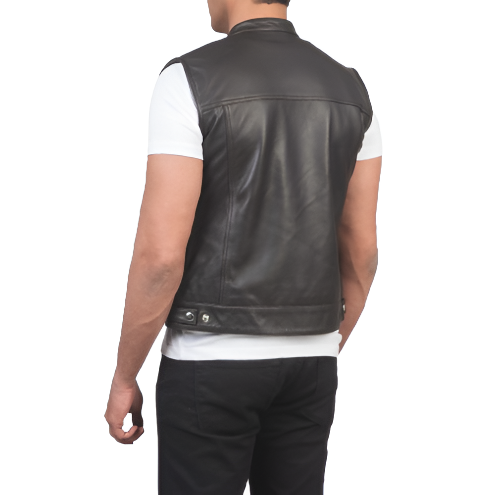 Men's Black Leather Vest