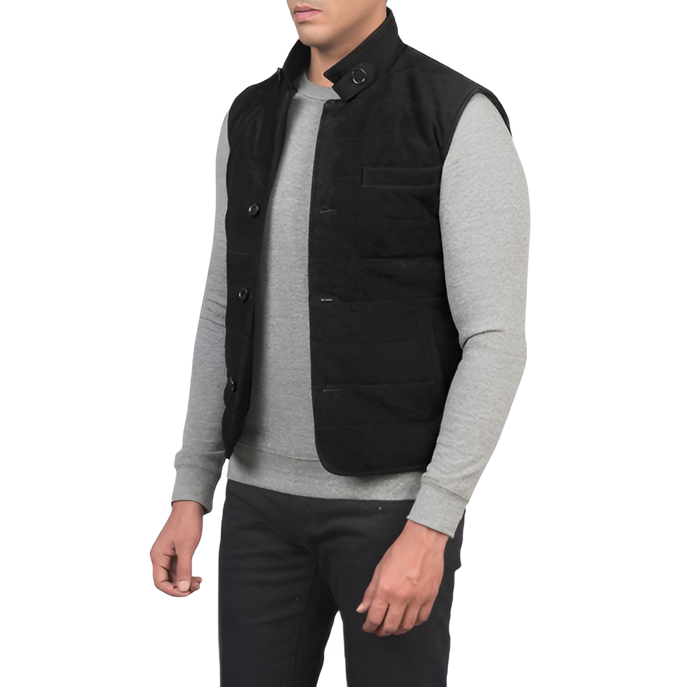 Men's Black Suede Vest