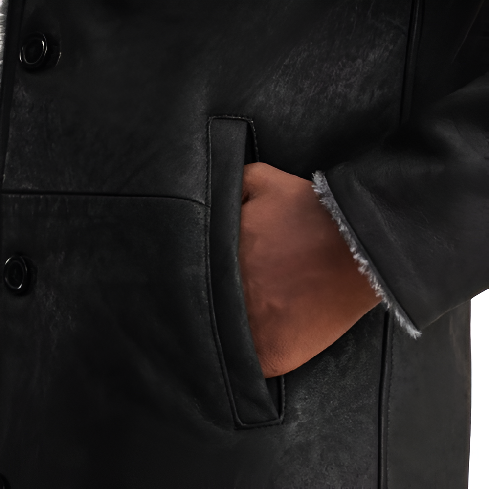 Black Shearling-Lined Coat