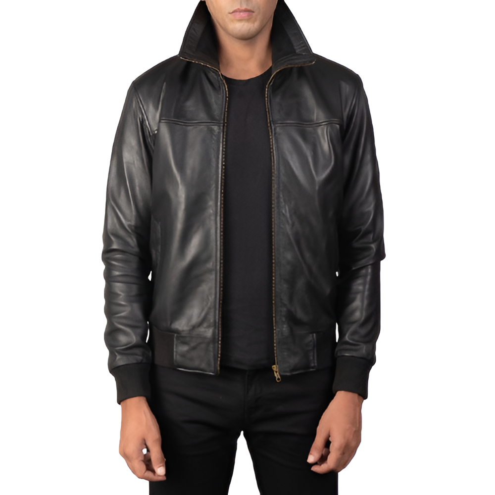 Premium Leather Bomber Jacket