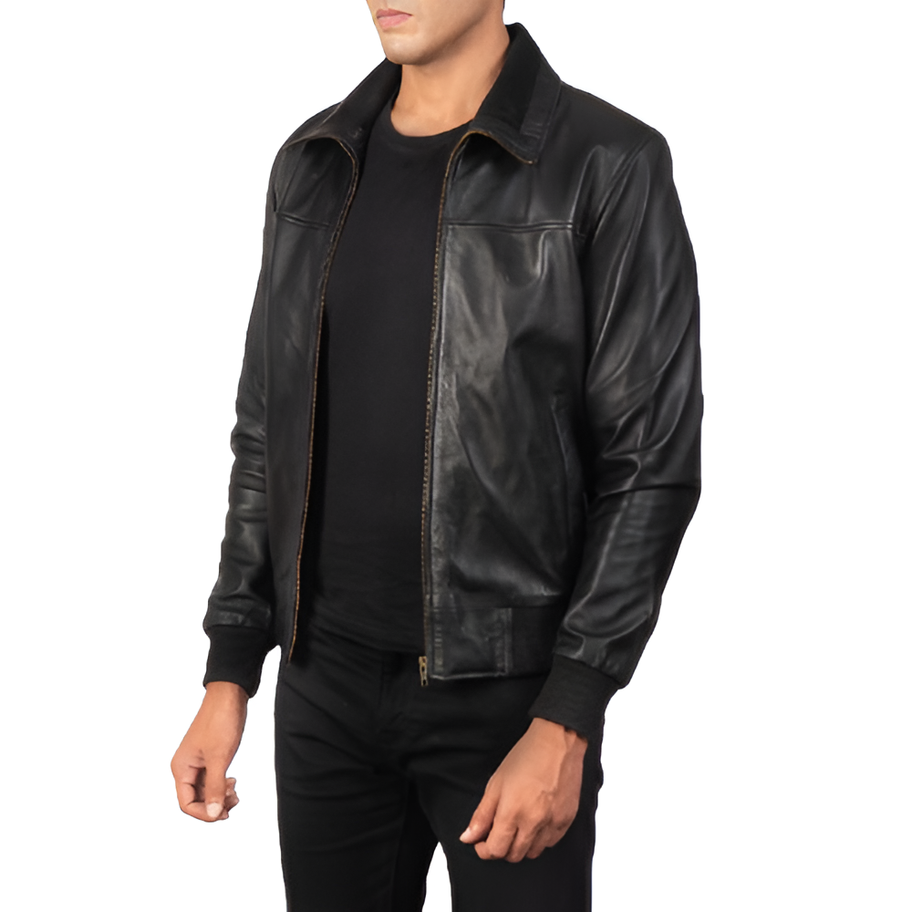 Premium Leather Bomber Jacket