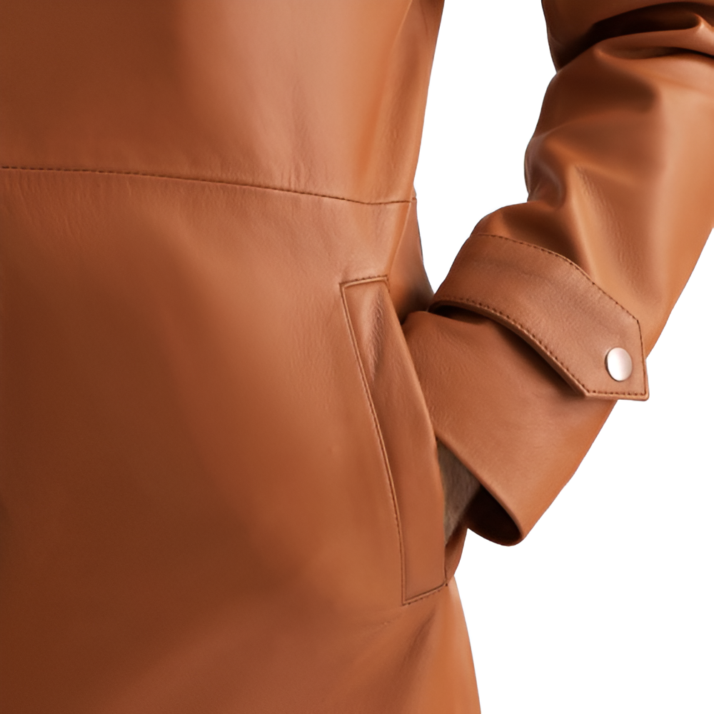 Men's Camel Quilted Leather Overcoat