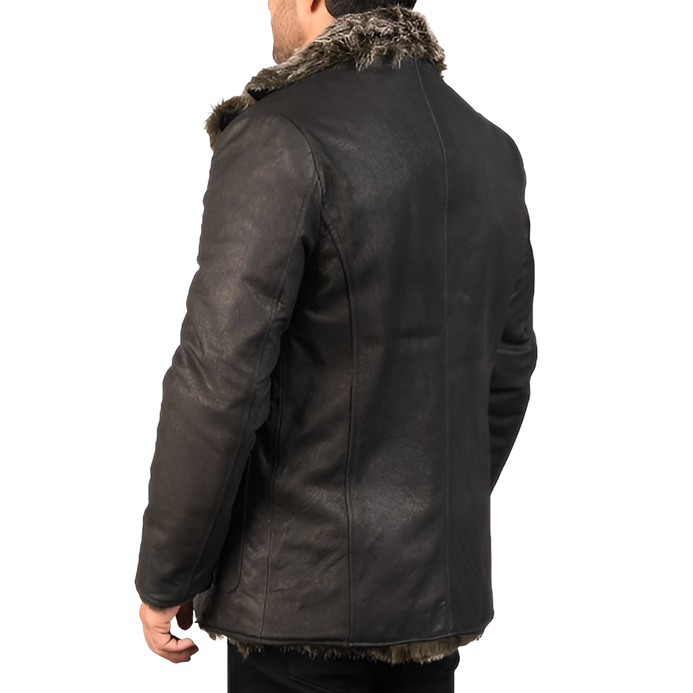 Men's Black Shearling Fur Leather Jacket