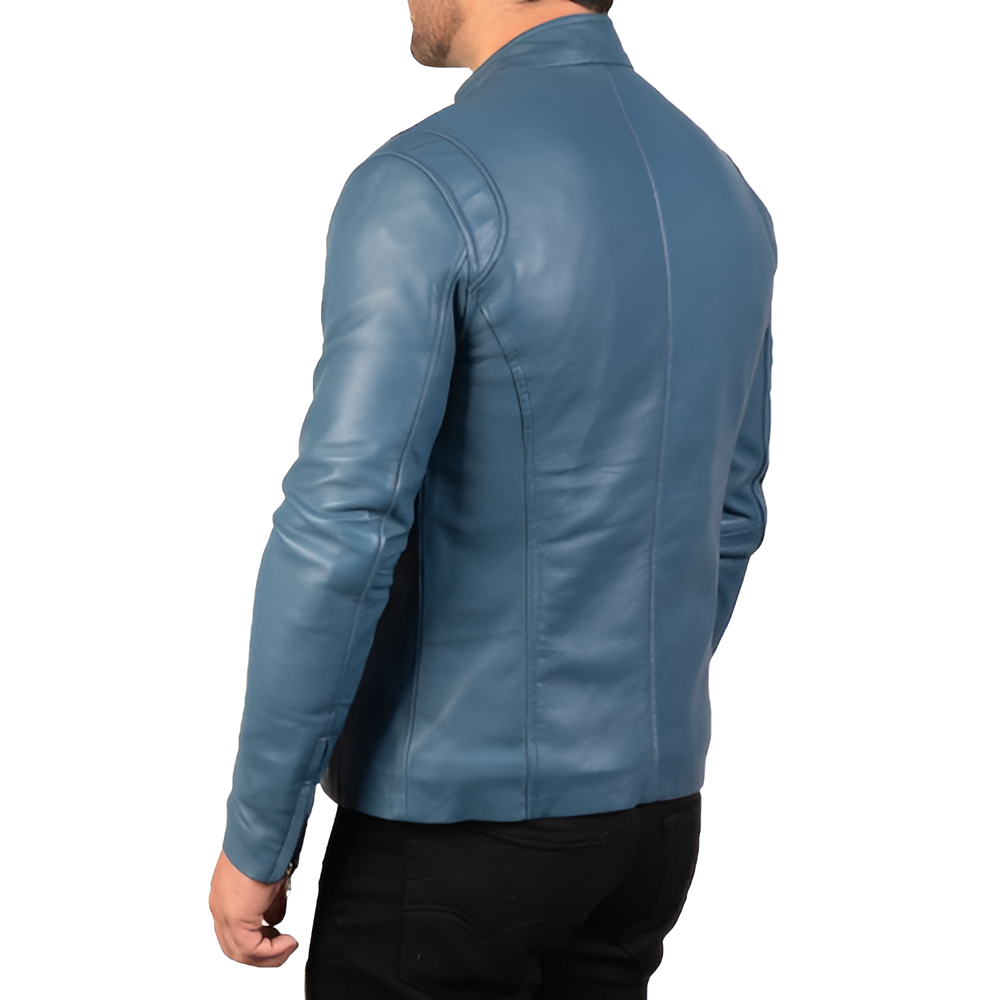 Men's Blue Leather Jacket