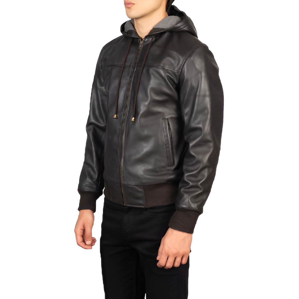 Hooded Faux Leather Jacket