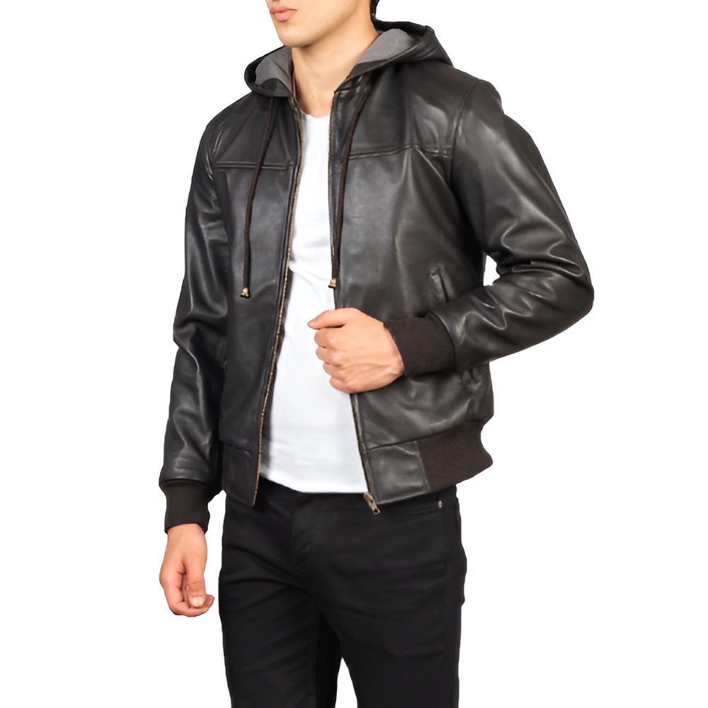 Hooded Faux Leather Jacket