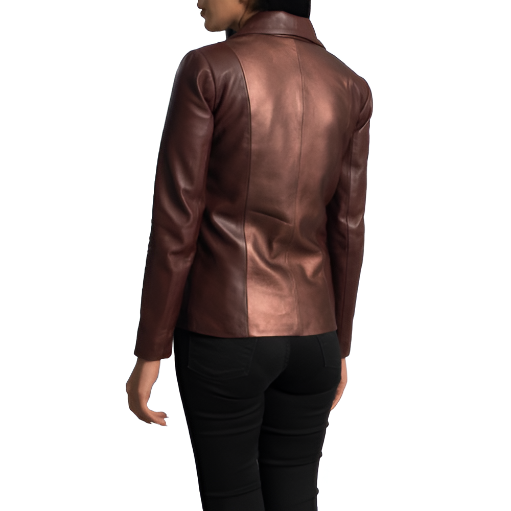 Women's Brown Leather Blazer