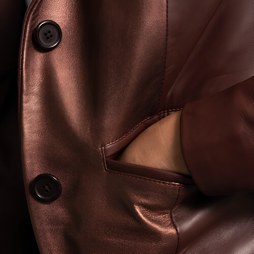 Women's Brown Leather Blazer