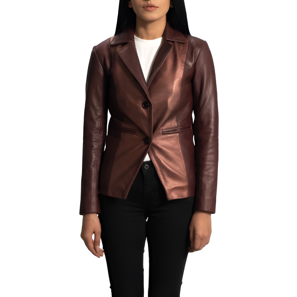 Women's Brown Leather Blazer