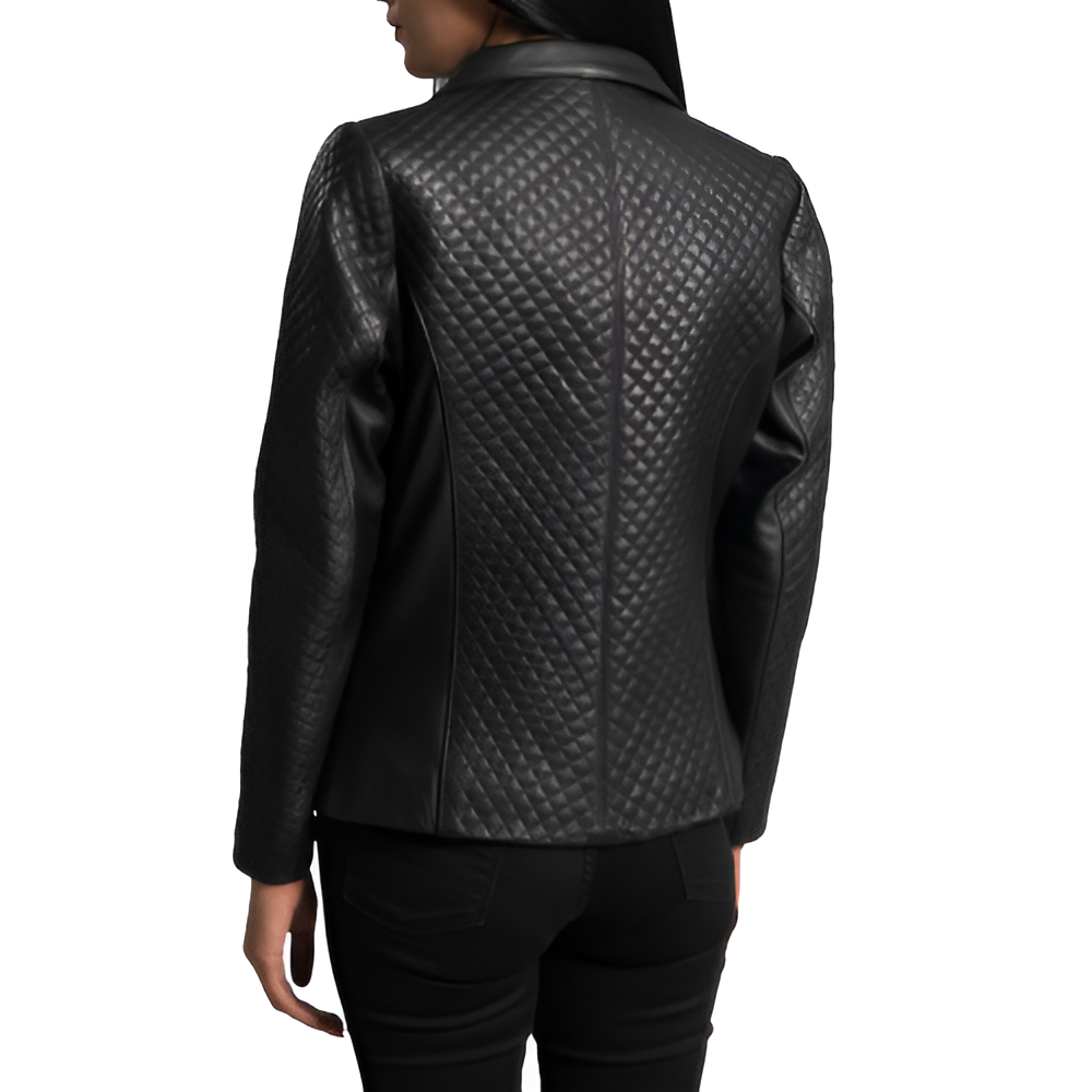 Quilted Black Leather Blazer