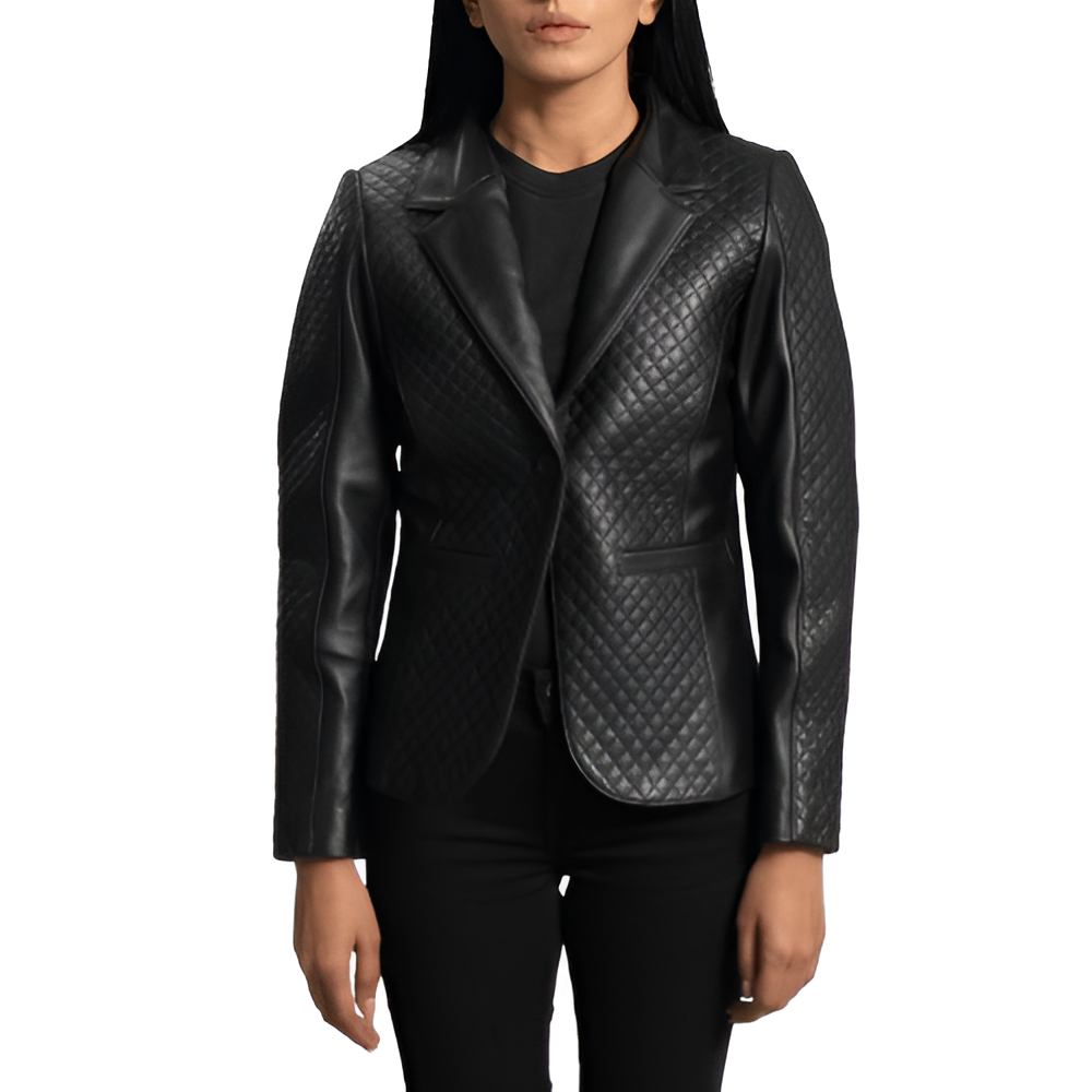Quilted Black Leather Blazer