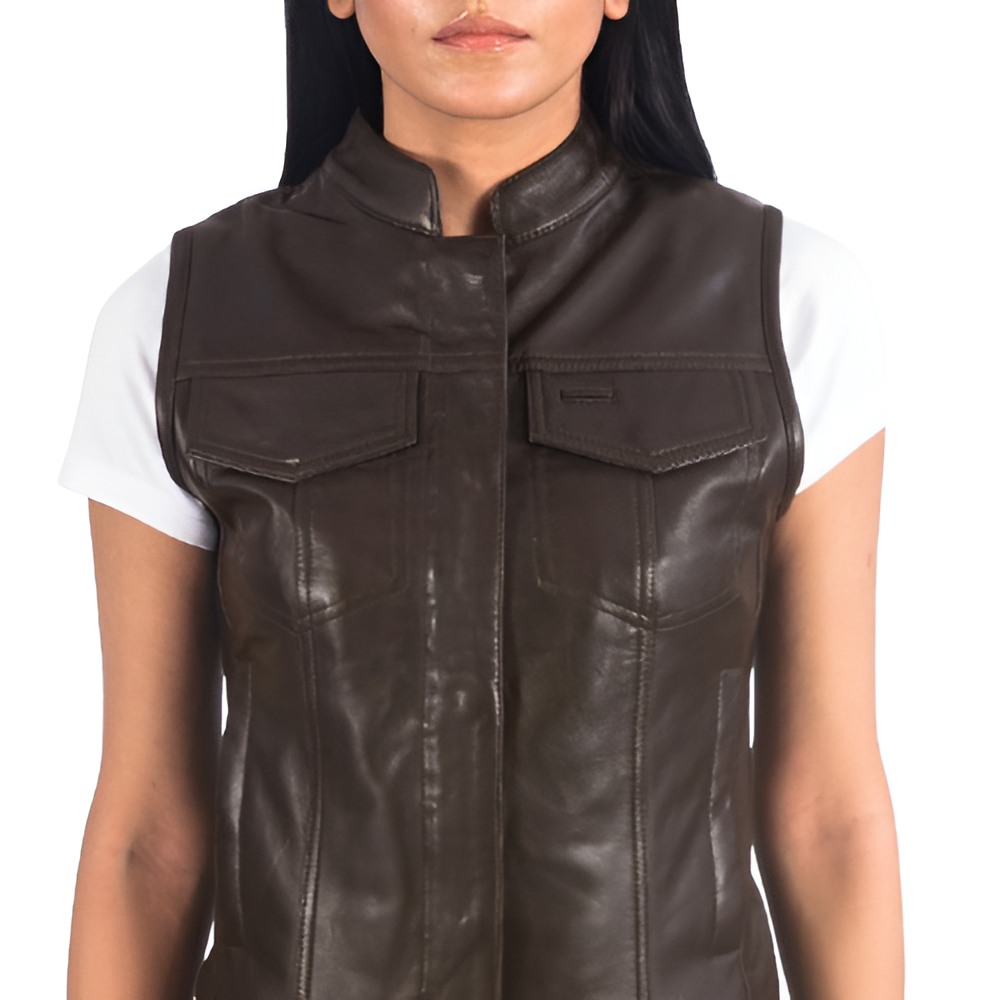 Women's Classic Brown Leather Vest