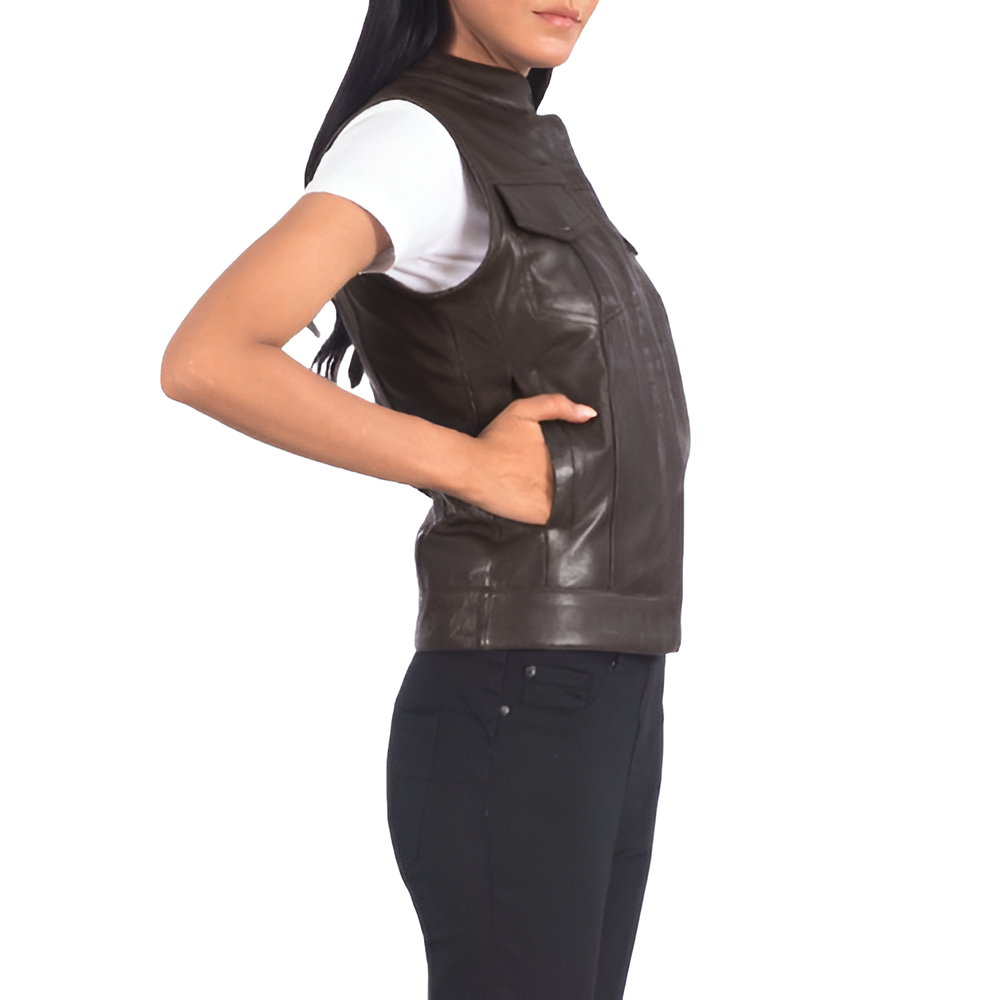 Women's Classic Brown Leather Vest