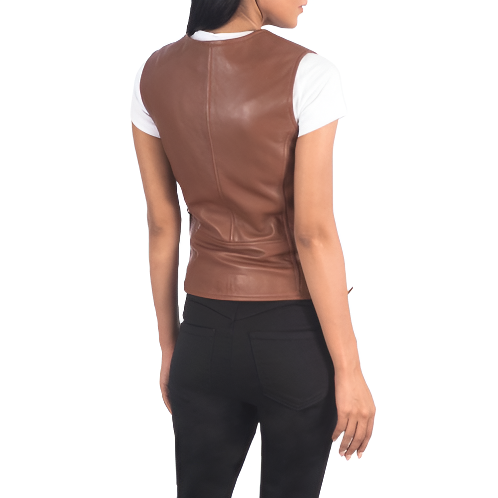 Women's Sleek Brown Leather Vest