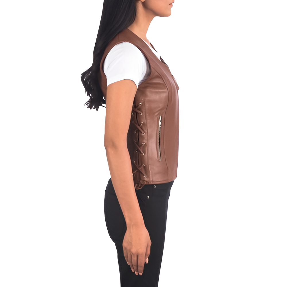 Women's Sleek Brown Leather Vest