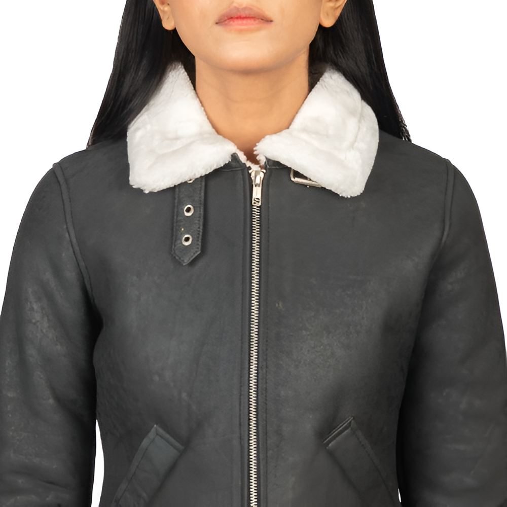 Women's Black Shearling Lined Leather Jacket