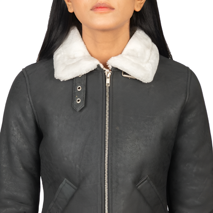 Women's Black Shearling Lined Leather Jacket