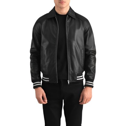 Varsity-Style Leather Jacket