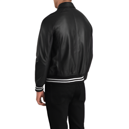 Varsity-Style Leather Jacket